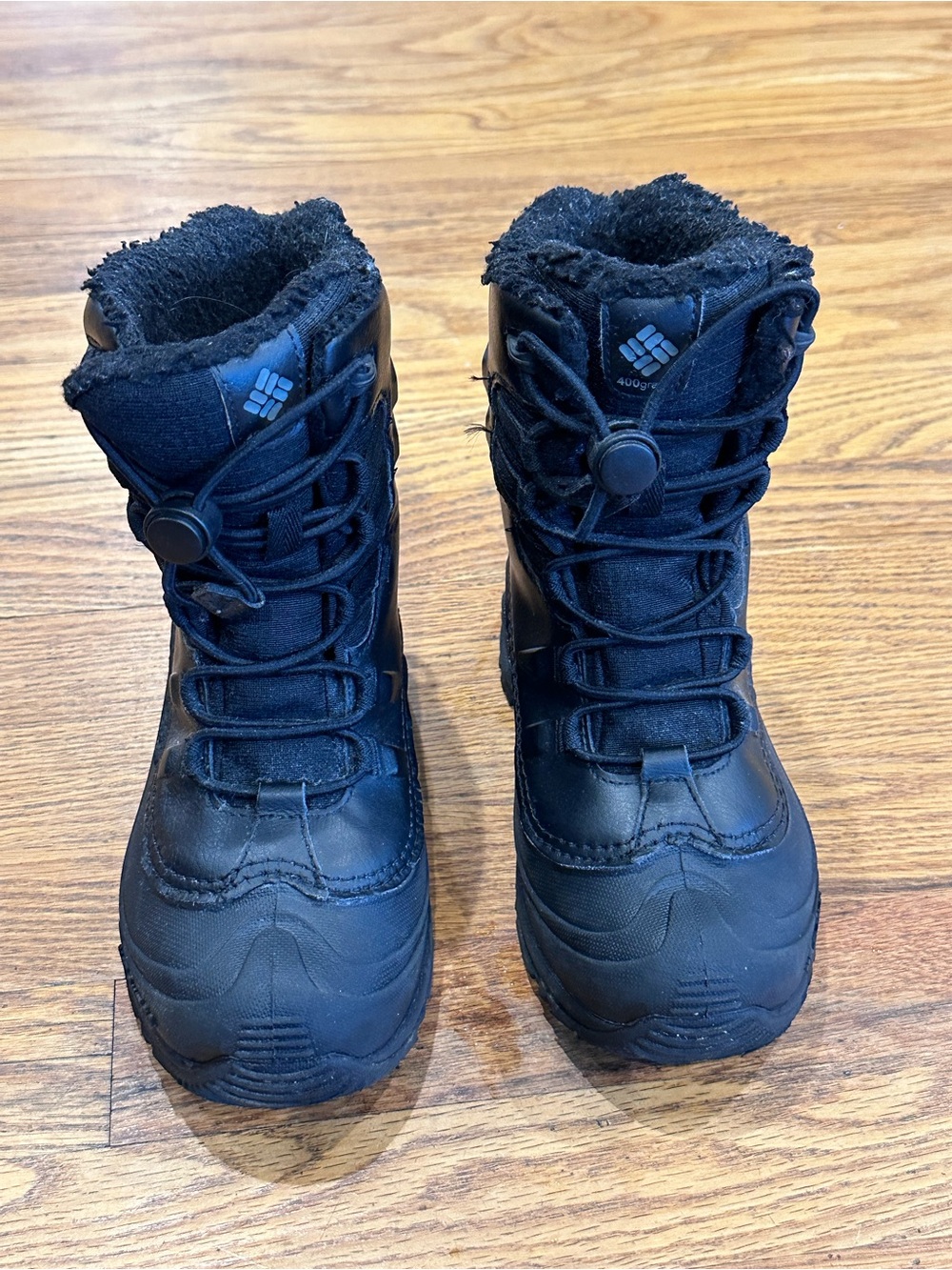 Columbia Kids Black Insulated Winter Boots with Quick-Pull Lacing